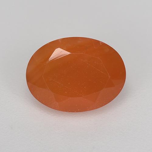 Cornalina vermelho médio natural 1,26ct, corte oval, translúcido