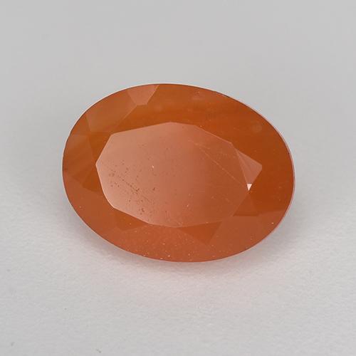 Cornalina vermelho médio natural 1,26ct, corte oval, translúcido