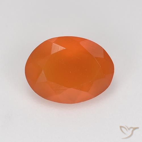 Cornalina laranja médio natural 0,86ct, corte oval, translúcido