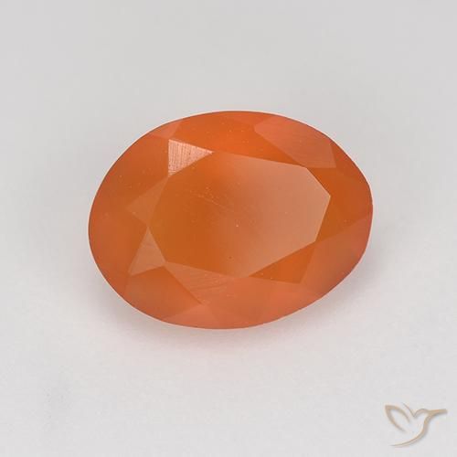 Cornalina laranja médio natural 0,86ct, corte oval, translúcido
