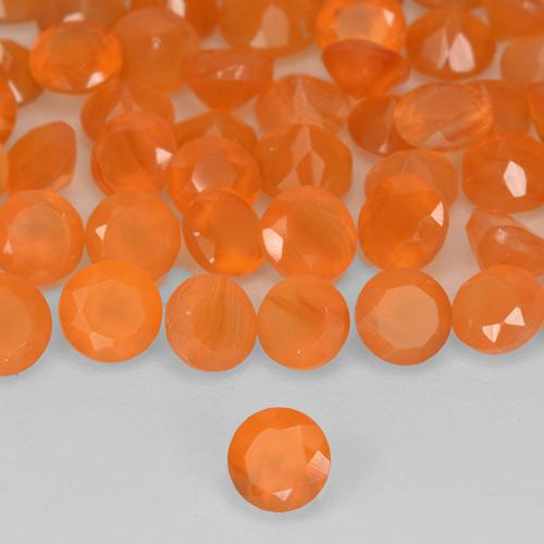 Pedras preciosas de Cornalina Laranja Médio natural de 1.11 ct, Corte Redondo, Translúcido