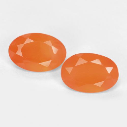 Pedras preciosas de cornalina laranja natural de 0,77 ct, corte oval, translúcido