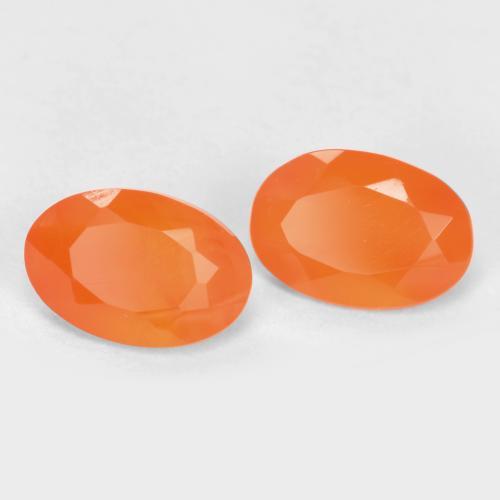 Pedras preciosas de cornalina laranja natural de 0,77 ct, corte oval, translúcido