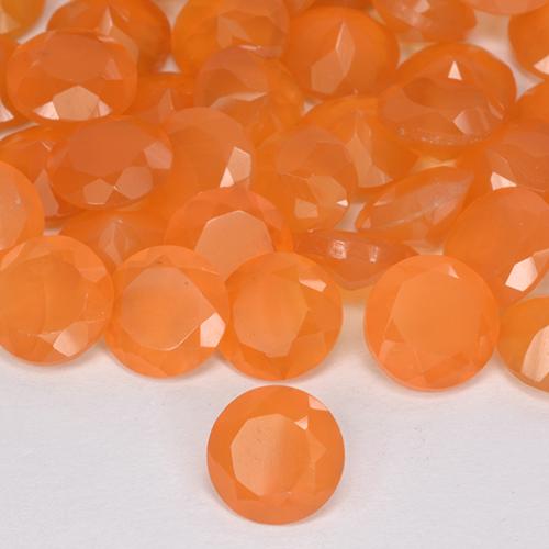 Pedras preciosas de Cornalina Laranja brilhante natural de 3,99 ct, Corte Redondo, Translúcido