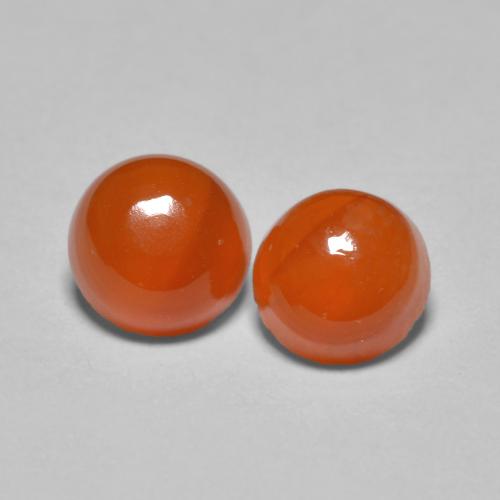 Pedras preciosas de Cornalina fogo laranja natural de 1.68 ct, Corte Redondo, Translúcido
