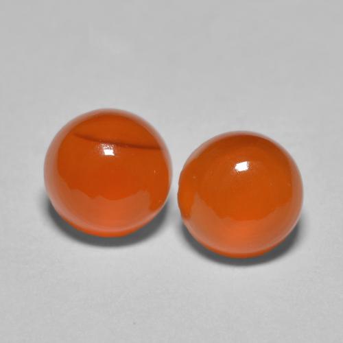 Pedras preciosas de Cornalina Laranja Médio natural de 1,89 ct, Corte Redondo, Translúcido