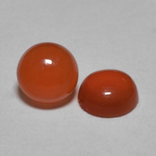Pedras preciosas de cornalina laranja médio natural de 0,87 ct, corte redondo, translúcido