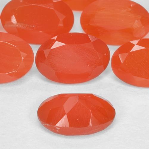 Pedras preciosas de cornalina laranja natural de 1,55 ct, corte oval, translúcido