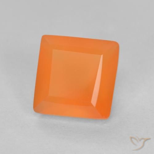 0.67ct Natural Laranja Médio Cornalina, Quadrado, Transparente