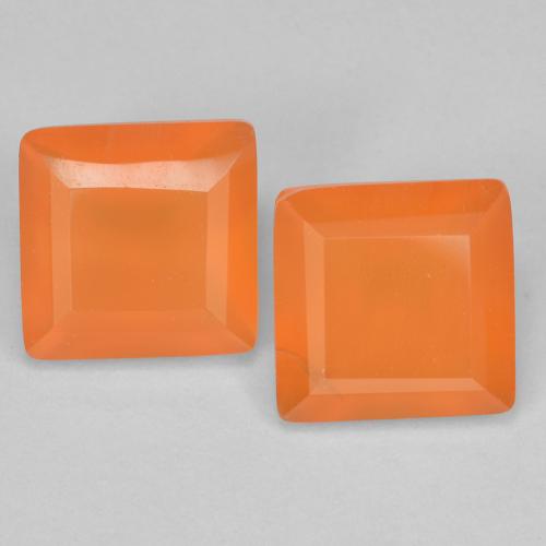 Pedras preciosas de Cornalina Laranja Profundo natural de 1.28 ct, Quadrado, Transparente