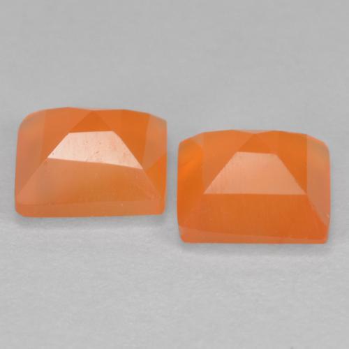 Pedras preciosas de Cornalina Laranja Profundo natural de 1.28 ct, Quadrado, Transparente