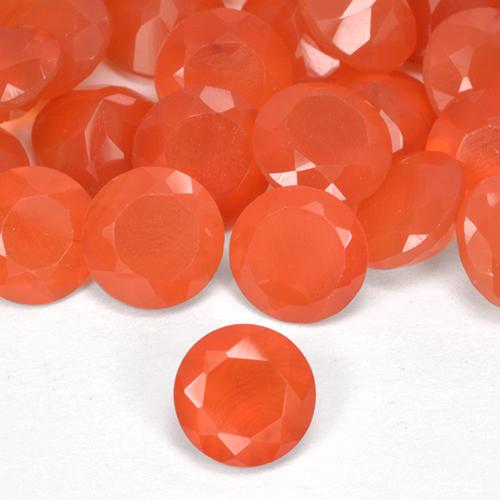 Pedras preciosas de cornalina fogo laranja natural de 5,15 ct, corte redondo, translúcido