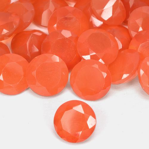 Pedras preciosas de cornalina fogo laranja natural de 5,15 ct, corte redondo, translúcido