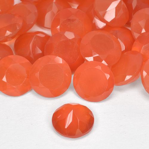 Pedras preciosas de cornalina fogo laranja natural de 5,15 ct, corte redondo, translúcido