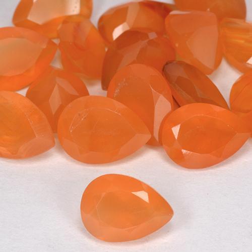 Pedras preciosas de cornalina laranja natural de 3,84 ct, formato de pêra, transparente
