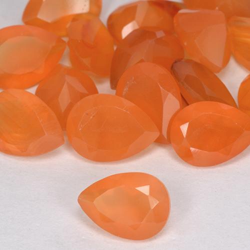 Pedras preciosas de cornalina laranja natural de 3,84 ct, formato de pêra, transparente