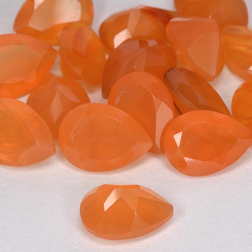 Pedras preciosas de cornalina laranja natural de 3,84 ct, formato de pêra, transparente