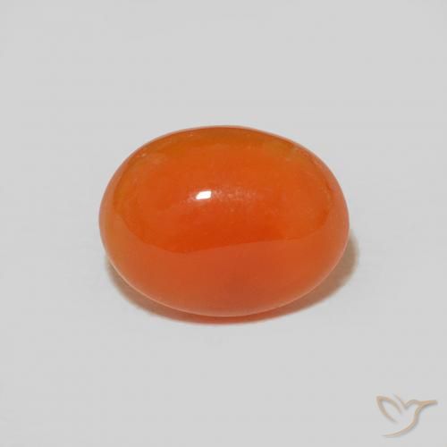 Cornalina Laranja Intenso Natural 1.57ct, Corte Oval, Opaco