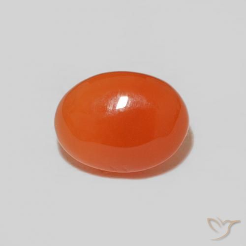 Cornalina laranja intenso natural 1,53ct, corte oval, opaco