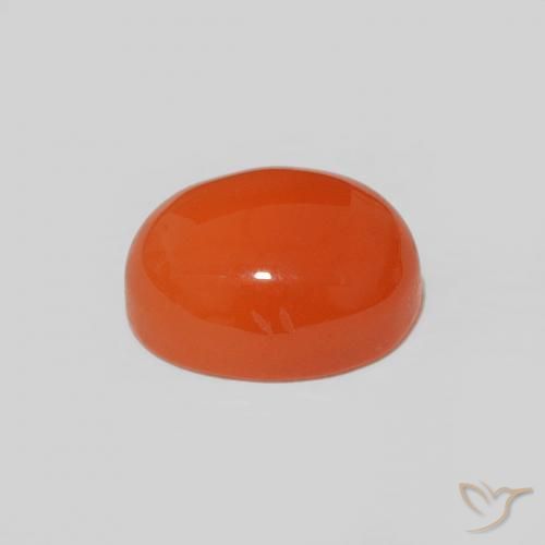 Cornalina laranja intenso natural 1,53ct, corte oval, opaco