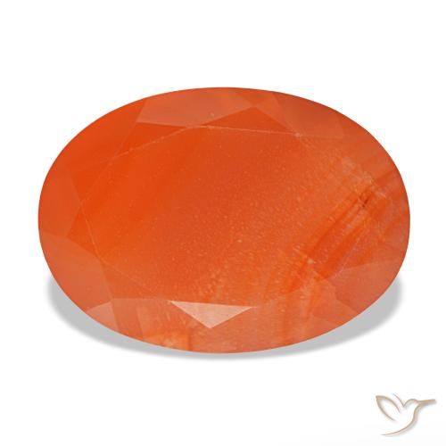 Cornalina laranja natural 5,84ct, corte oval, translúcido
