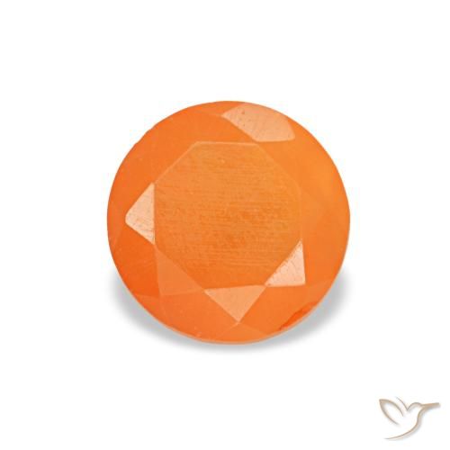 Cornalina laranja natural 0,41ct, corte redondo, transparente