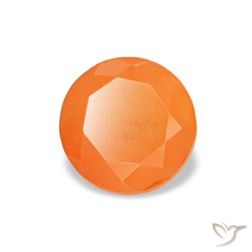 Cornalina laranja natural 0,41ct, corte redondo, transparente