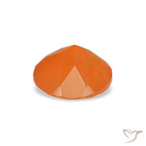 Cornalina laranja natural 0,41ct, corte redondo, transparente
