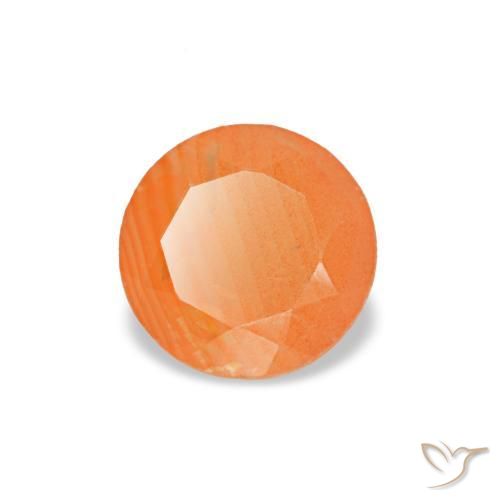 Cornalina laranja natural 0,38ct, corte redondo, transparente
