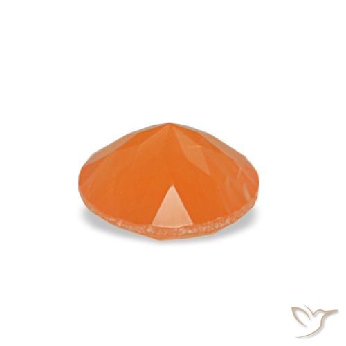 Cornalina laranja natural 0,38ct, corte redondo, transparente