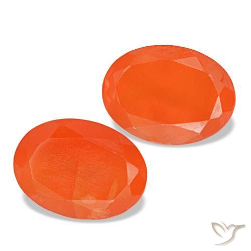 Pedras preciosas de cornalina laranja natural de 1,39 ct, corte oval, transparente