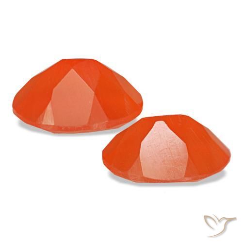 Pedras preciosas de cornalina laranja natural de 1,39 ct, corte oval, transparente