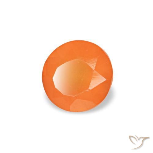 Cornalina laranja natural 0,18ct, corte redondo, transparente