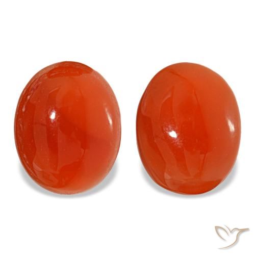 Pedras preciosas de cornalina vermelho natural de 5,41 ct, corte oval, translúcido
