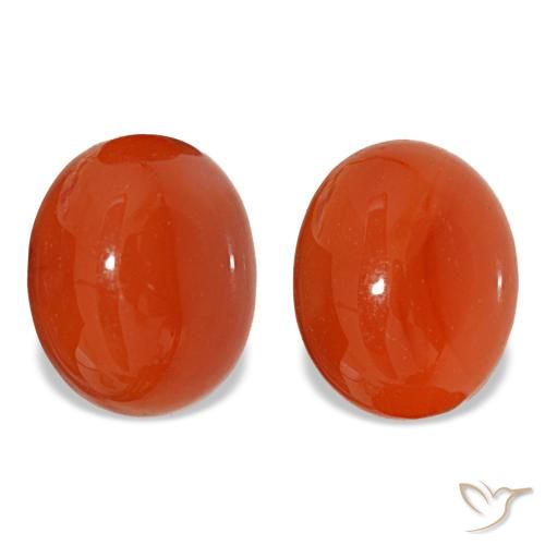 Pedras preciosas de cornalina vermelho natural de 5,73 ct, corte oval, translúcido