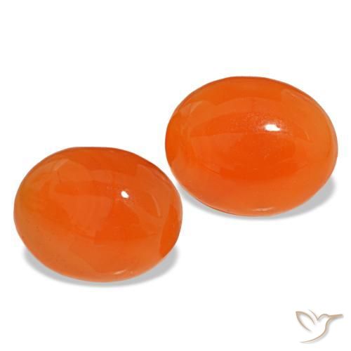Pedras preciosas de cornalina laranja natural de 4,41 ct, corte oval, translúcido