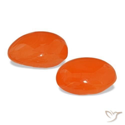 Pedras preciosas de cornalina laranja natural de 4,41 ct, corte oval, translúcido