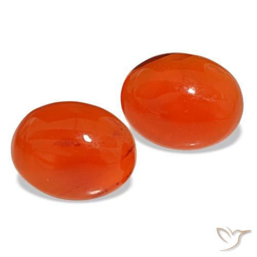 Pedras preciosas de cornalina laranja natural de 3,96 ct, corte oval, translúcido
