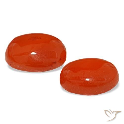 Pedras preciosas de cornalina laranja natural de 3,96 ct, corte oval, translúcido