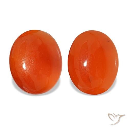 Pedras preciosas de cornalina laranja natural de 4,90 ct, corte oval, translúcido