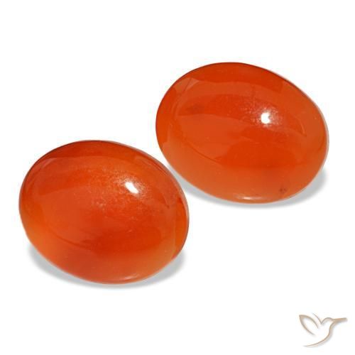 Pedras preciosas de cornalina laranja natural de 4,90 ct, corte oval, translúcido