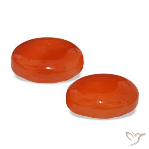 Pedras preciosas de cornalina laranja natural de 4,90 ct, corte oval, translúcido