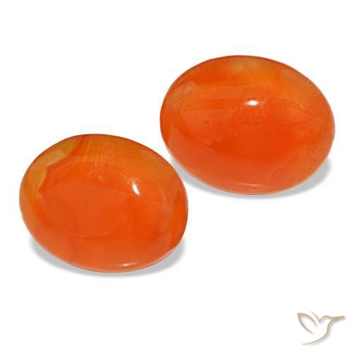 Pedras preciosas de cornalina laranja natural de 4,23 ct, corte oval, translúcido