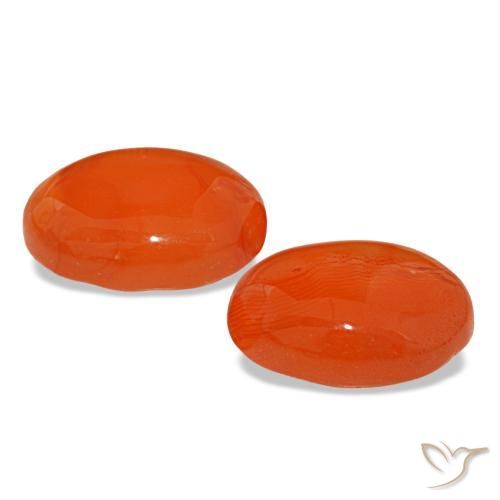 Pedras preciosas de cornalina laranja natural de 4,23 ct, corte oval, translúcido