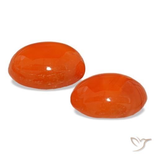Pedras preciosas de cornalina laranja natural de 5,67 ct, corte oval, translúcido