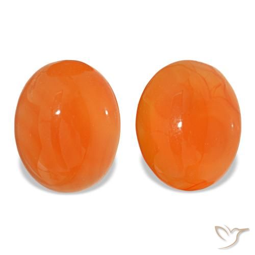 Pedras preciosas de cornalina laranja natural de 5,06 ct, corte oval, translúcido