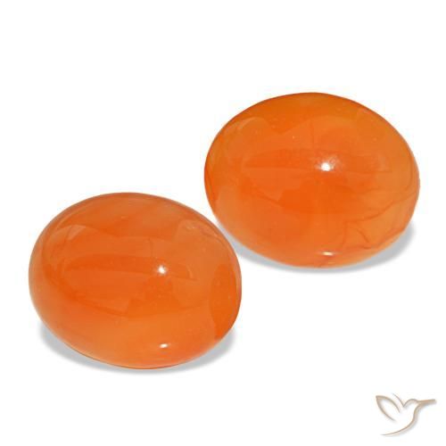 Pedras preciosas de cornalina laranja natural de 5,06 ct, corte oval, translúcido