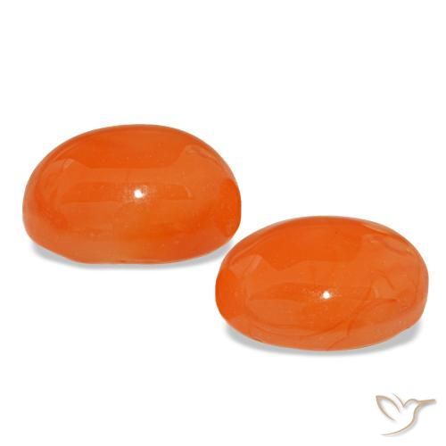 Pedras preciosas de cornalina laranja natural de 5,06 ct, corte oval, translúcido