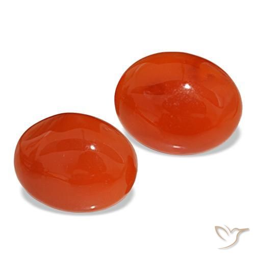 Pedras preciosas de cornalina laranja natural de 4,56 ct, corte oval, translúcido
