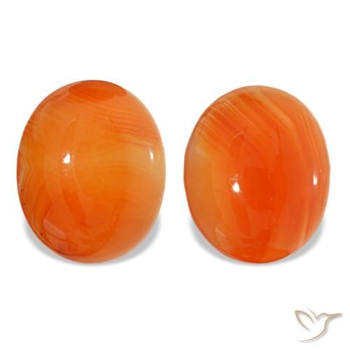 Pedras preciosas de cornalina laranja natural de 6,66 ct, corte oval, translúcido